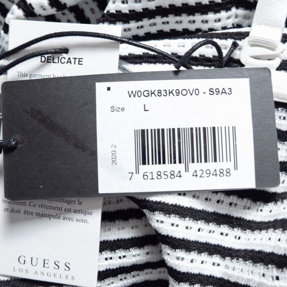 NEW Guess Women’s Dress Medium Minimal Coastal Preppy Monochrome Stripe Bodycon - Picture 6 of 9